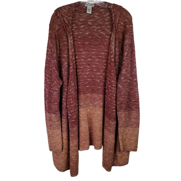 Catherines Cardigan Womens Plus 1X Brown Neutral Tan LS Lightweight Sweater Hood - Picture 2 of 10